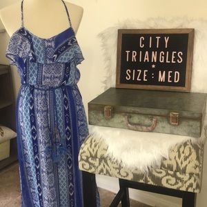 Blue and white sundress maxi‎ dress size medium